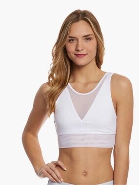 Alo Yoga Jubilee Sports Bra white size small mesh band and panel